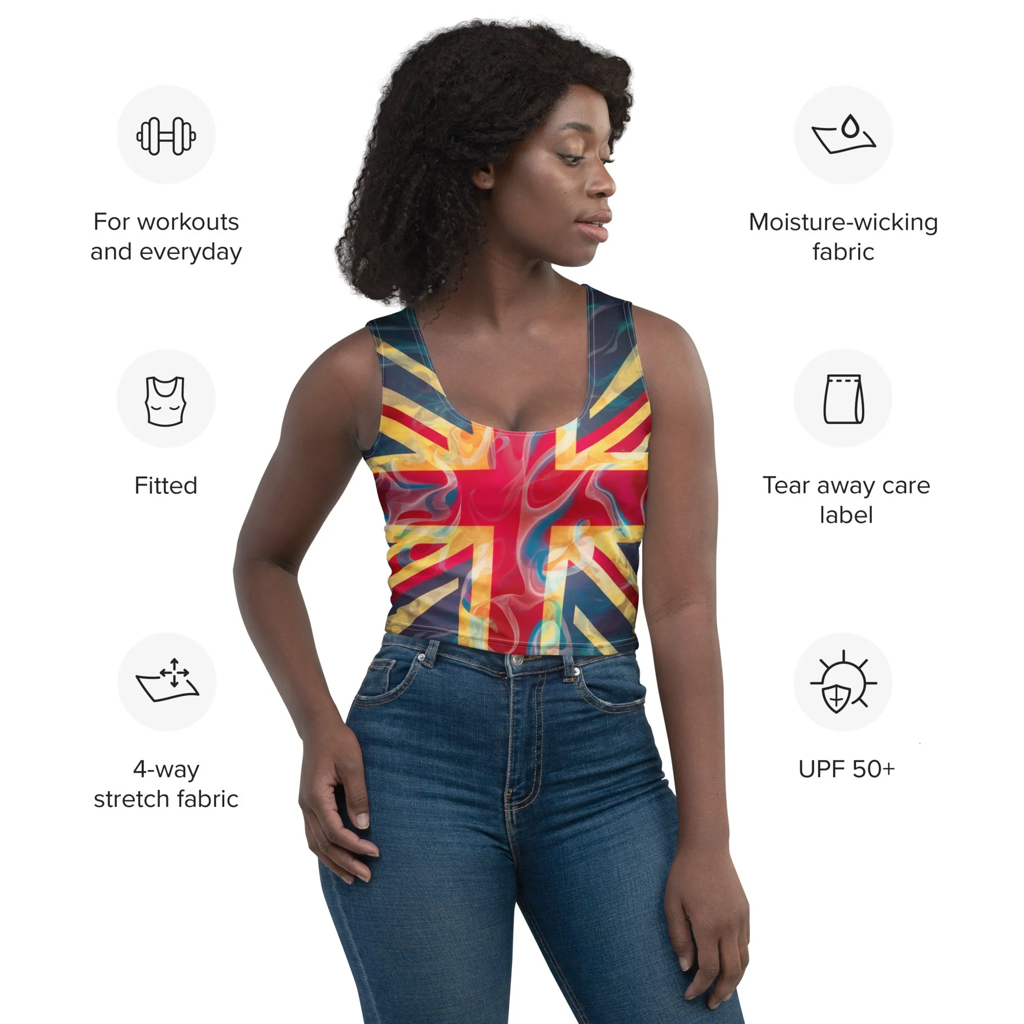 Psychedelic Union Jack Crop Top