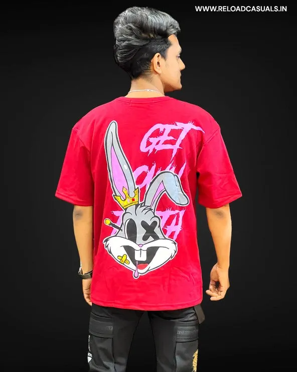 Rabbit Faith Back Print Off Shoulder T-Shirt