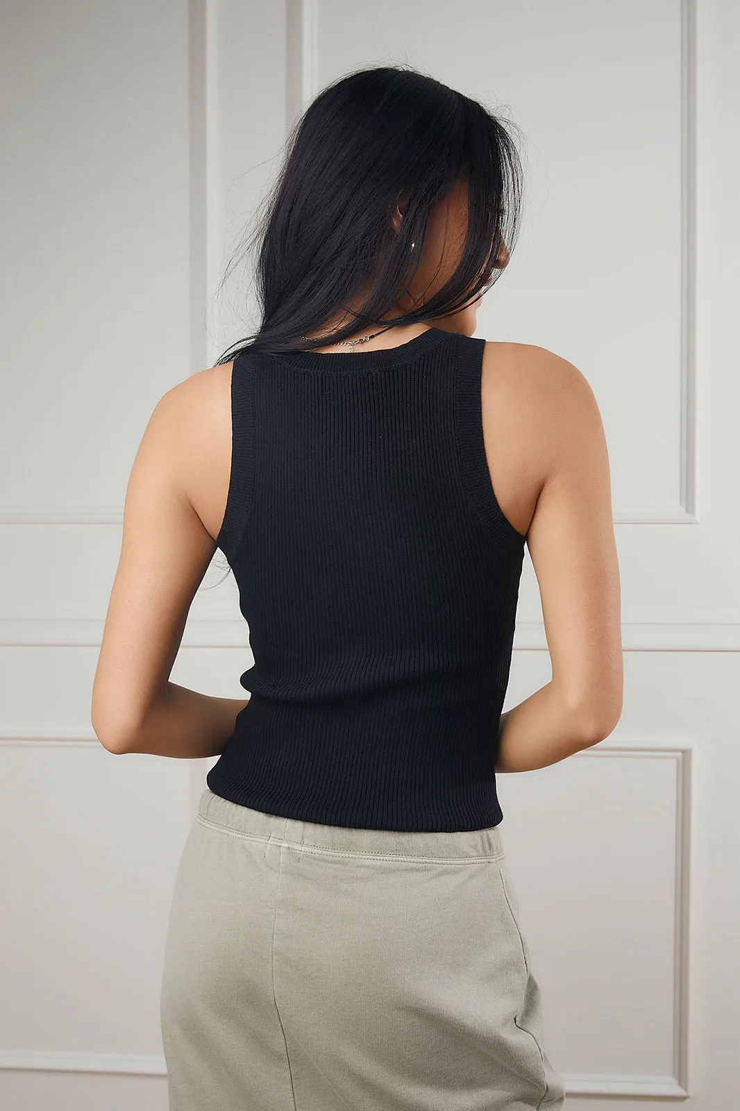 Racerback Knit Tank in Black