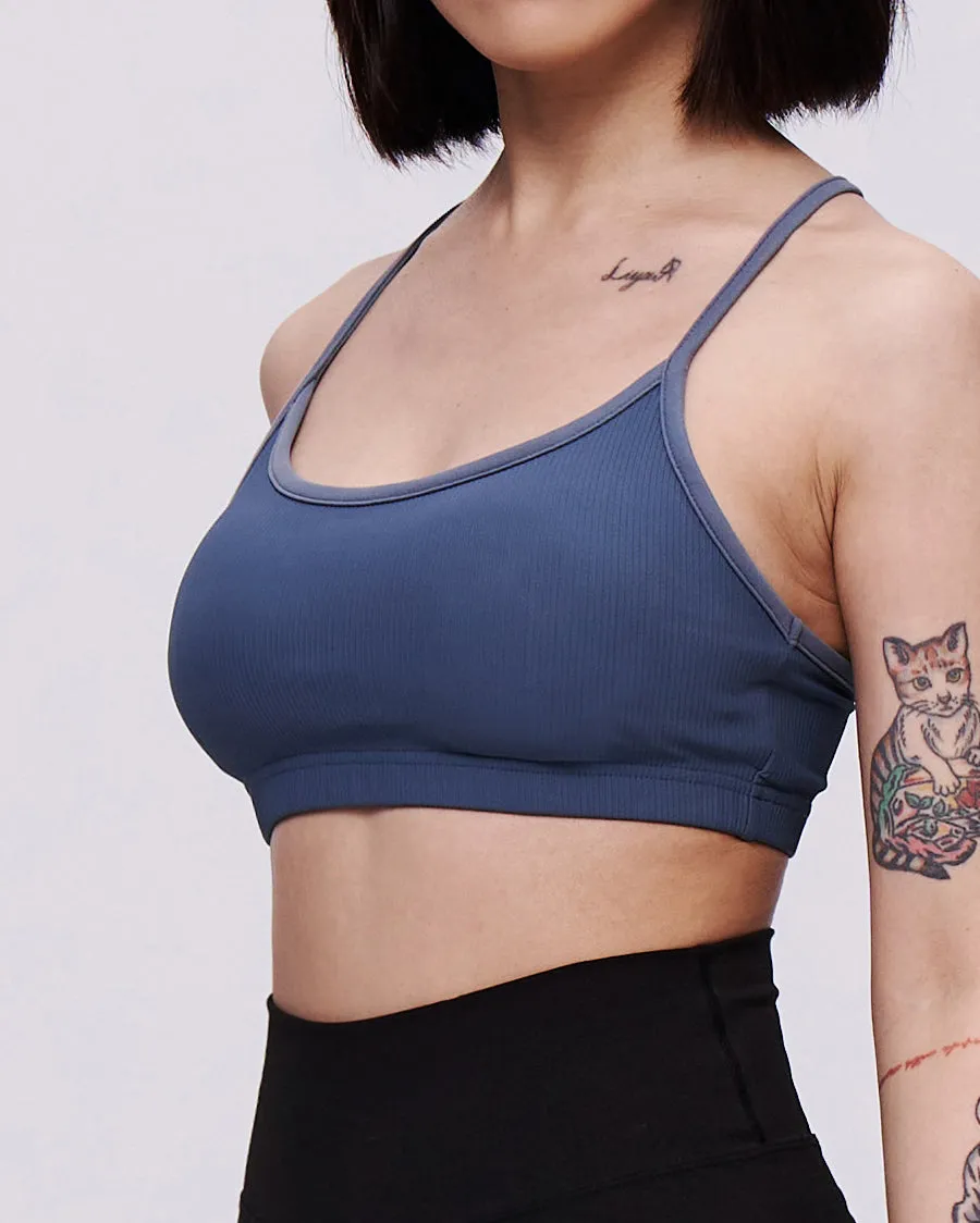 Ribbed-Neck Tape Bra Top