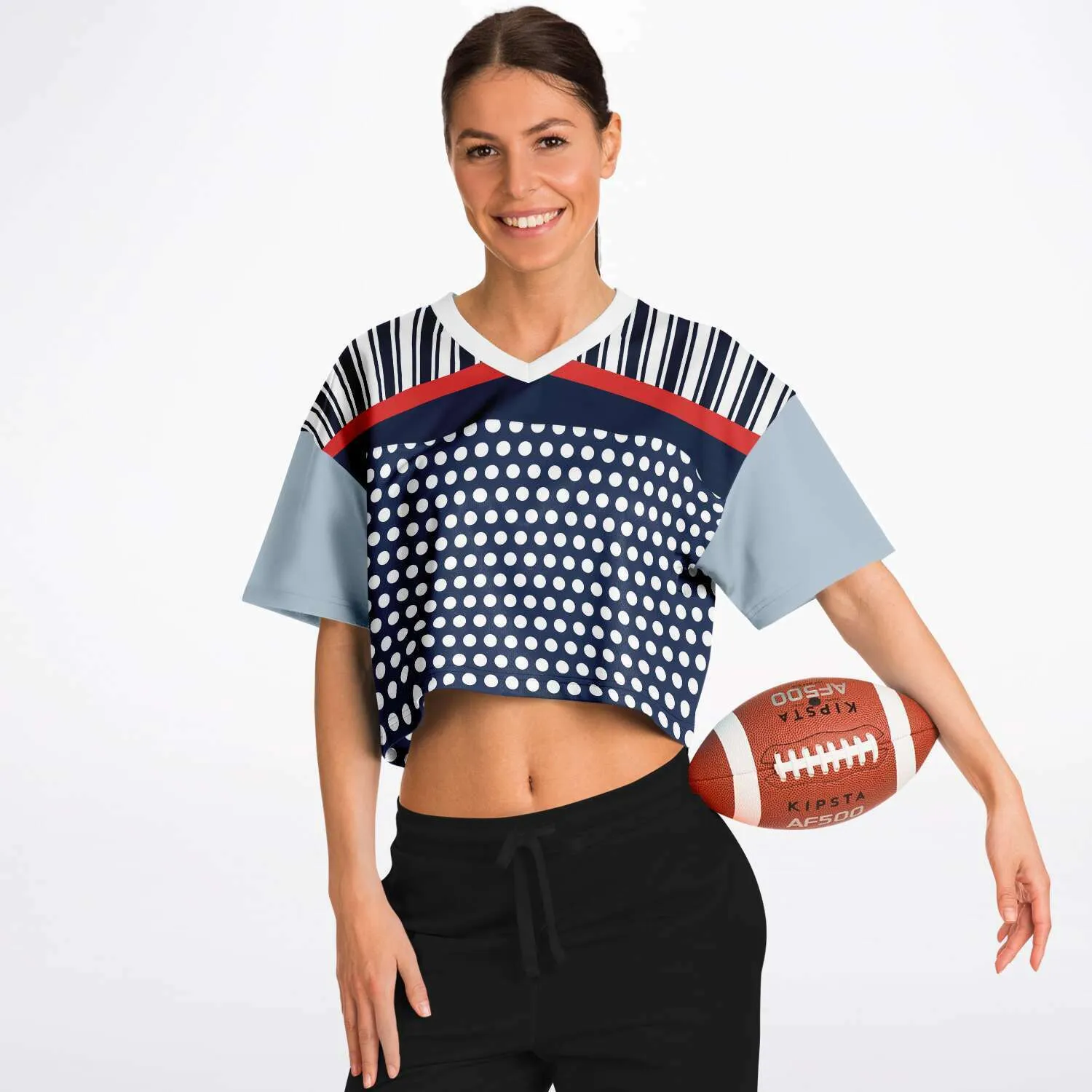 Sail Away Blue Polka Dot Crop Jersey