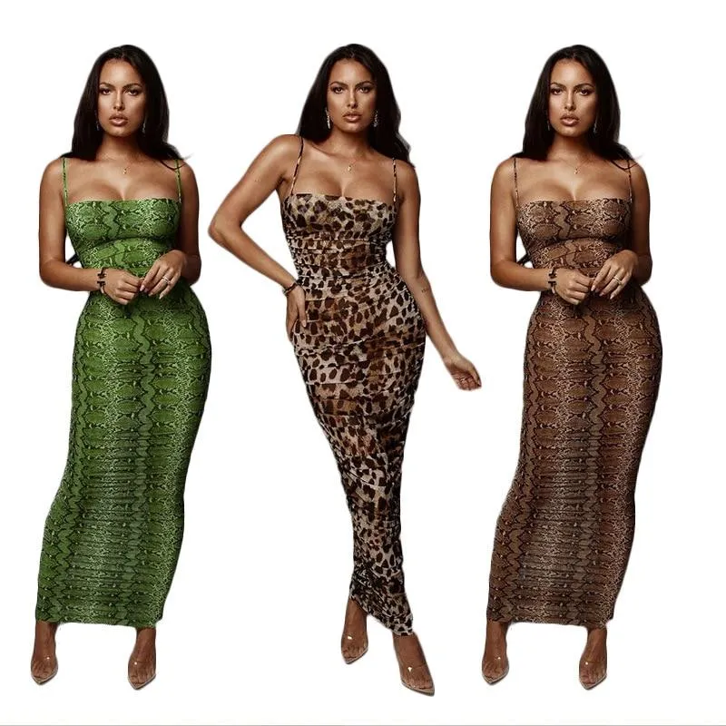 Snake Skin Dress Backless Elegant Slim Pencil