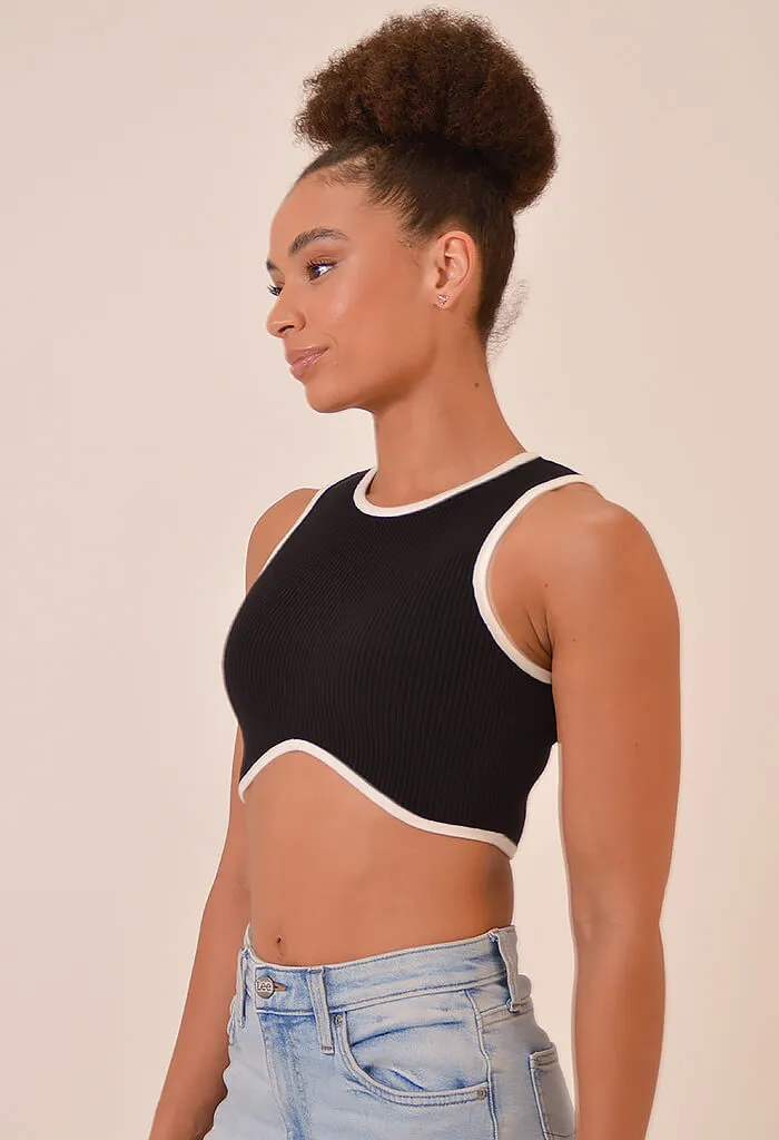 Sorbet Crop Top-Black/Cream