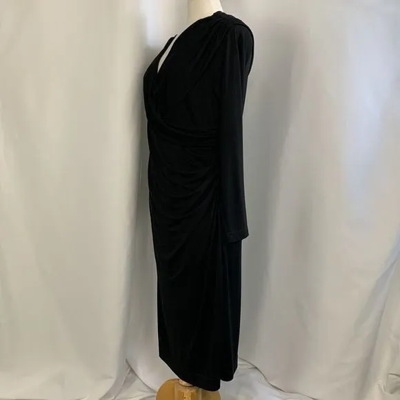 St JohnBlack Drape Front MIDI Dress