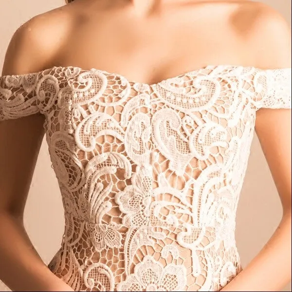 The Houston White Mermaid Off Shoulder Gown