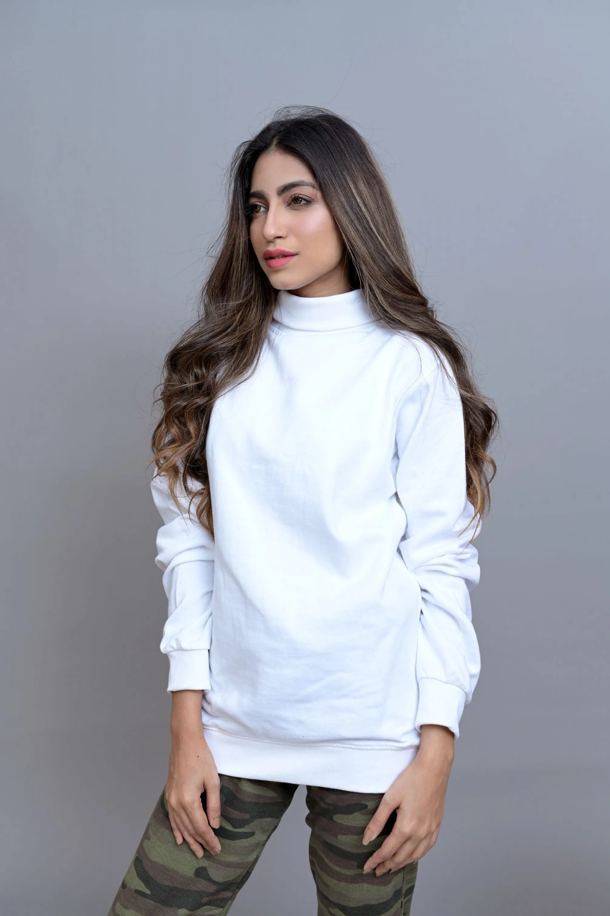 White Basic Mock Neck