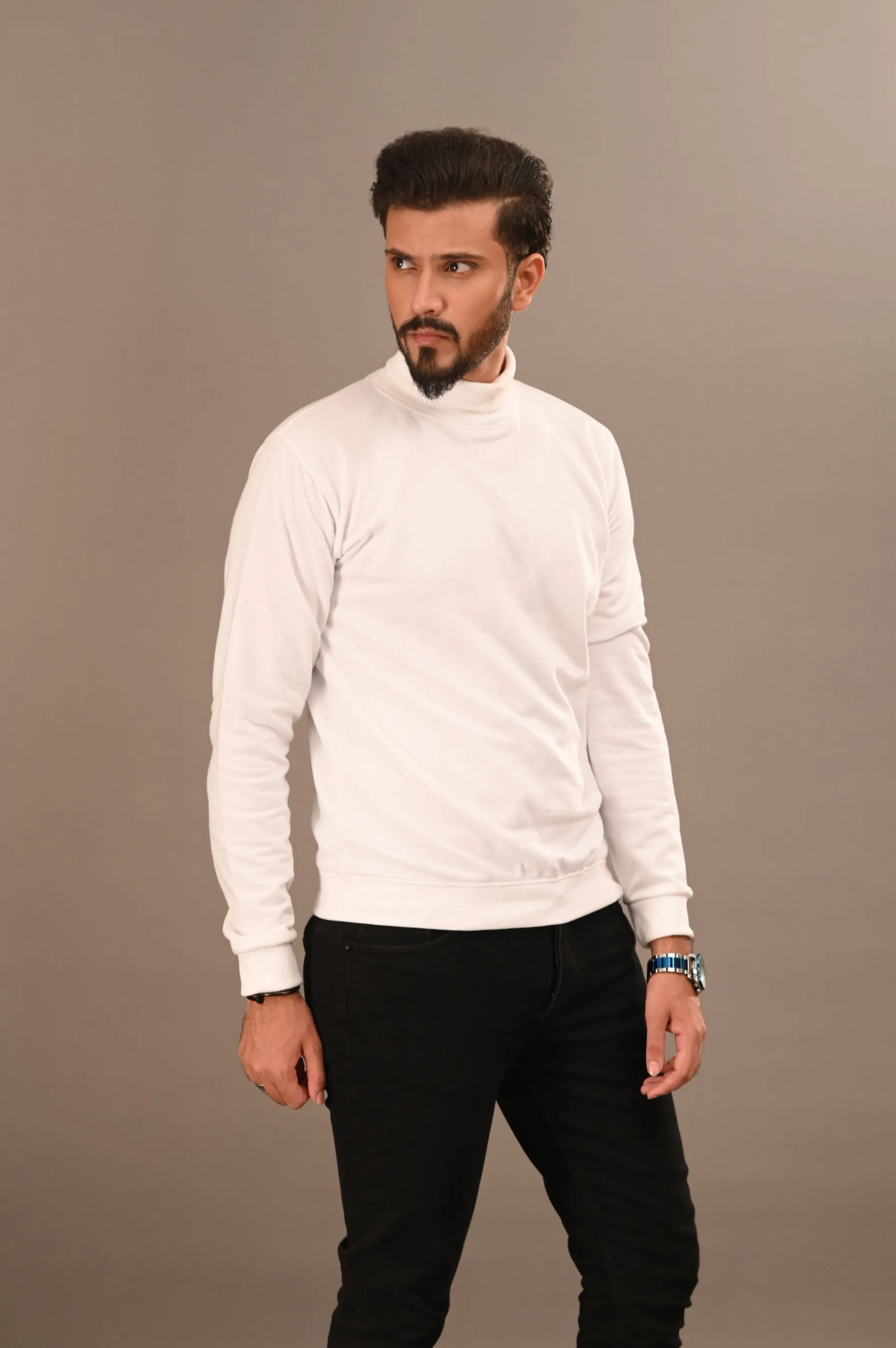 White Basic Mock Neck