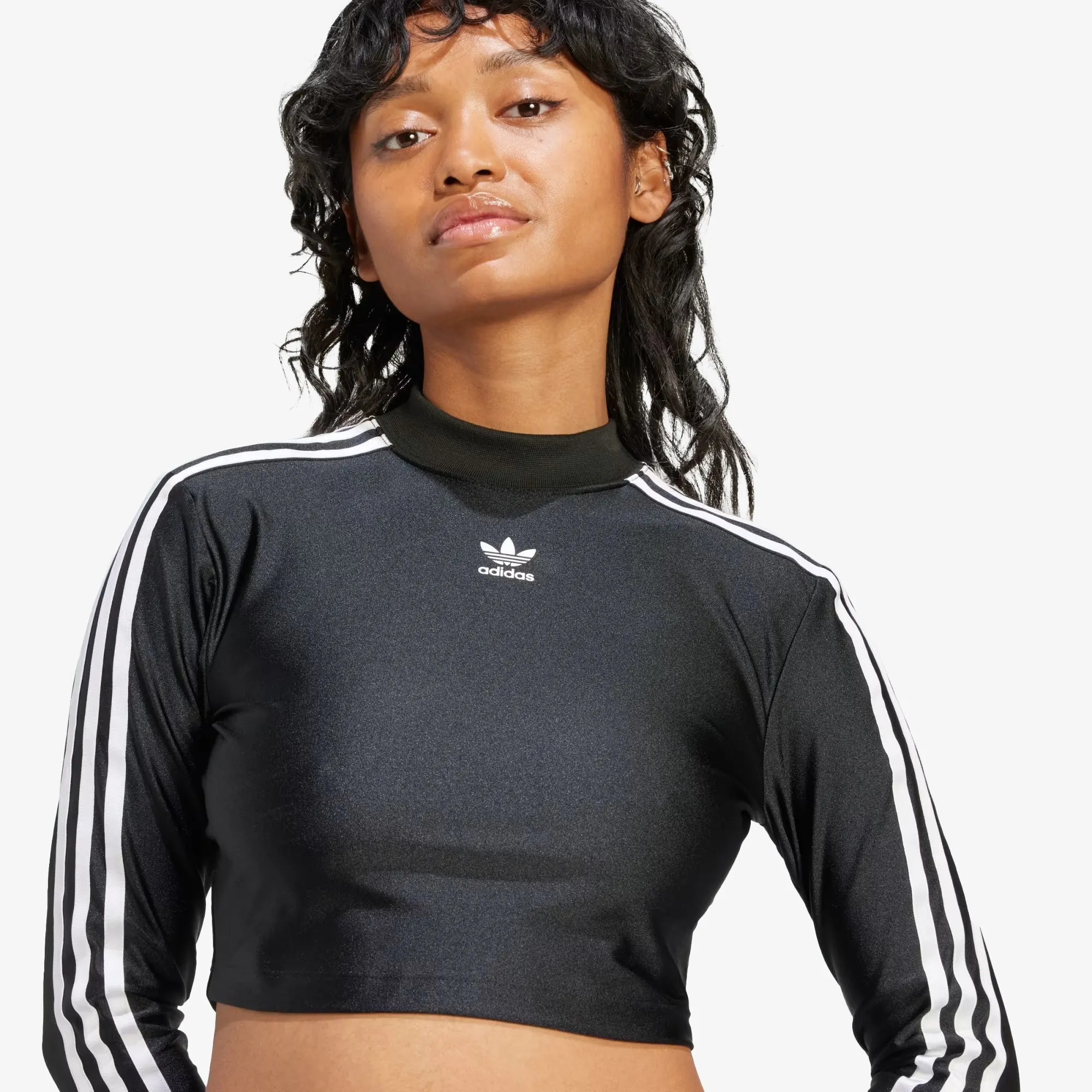 WMN'S 3-STRIPES CROPPED LONG SLEEVE TEE 'BLACK'